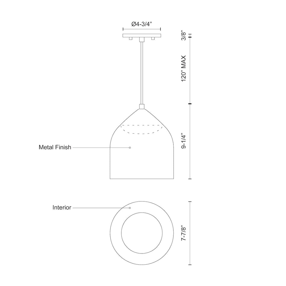 Helena 8-in Black/Black LED Pendant by KUZCO