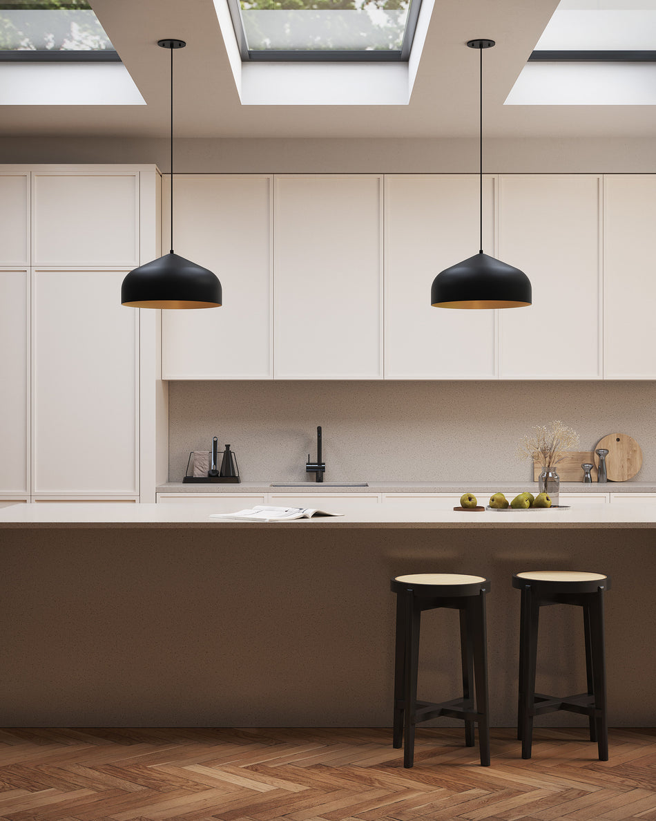 Helena 17-in Black/Gold LED Pendant