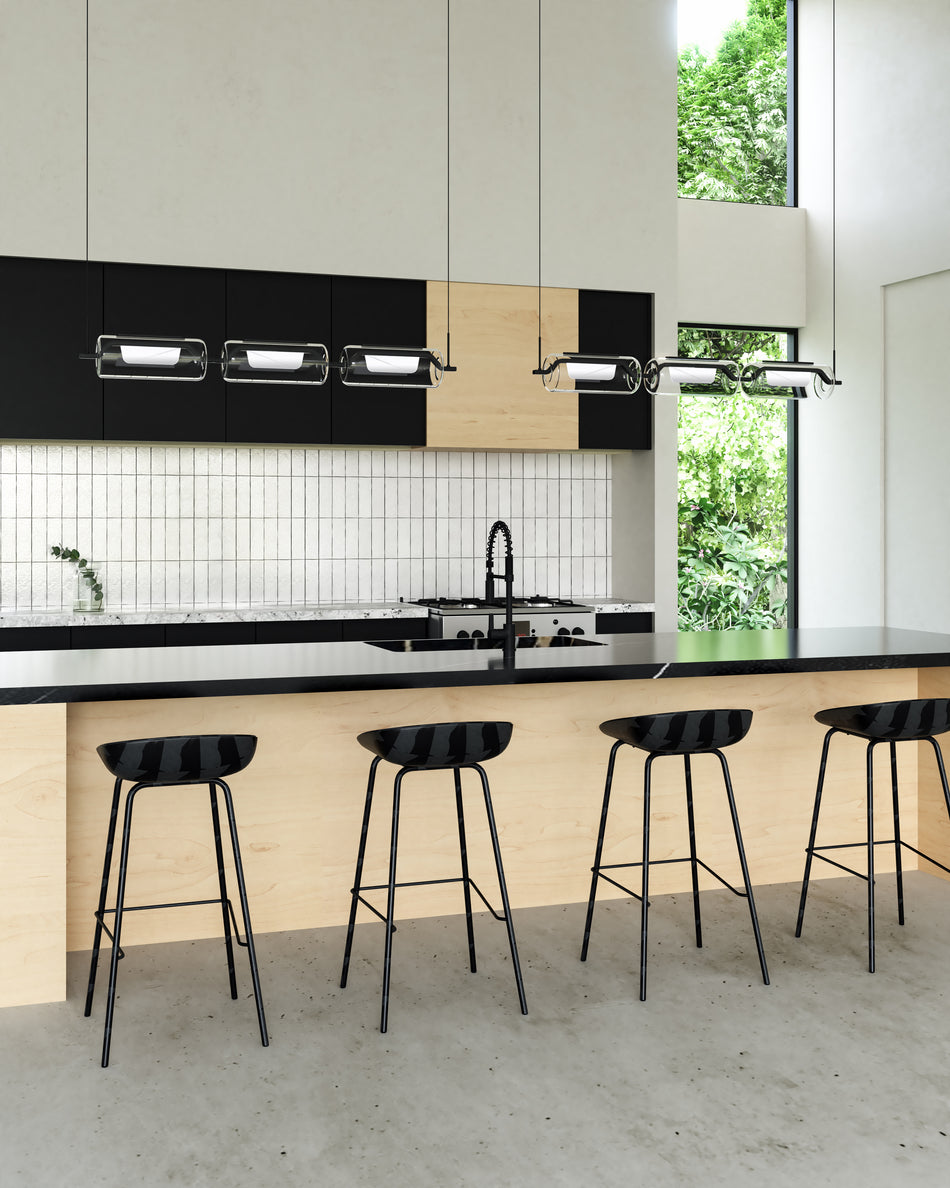 Hilo 43-in Black LED Linear Pendant by KUZCO