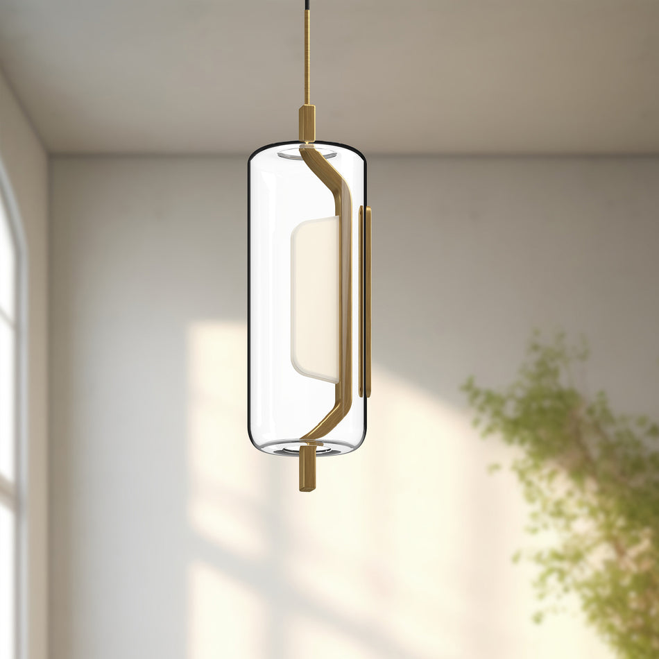 Hilo 5-in Brushed Gold LED Pendant by KUZCO