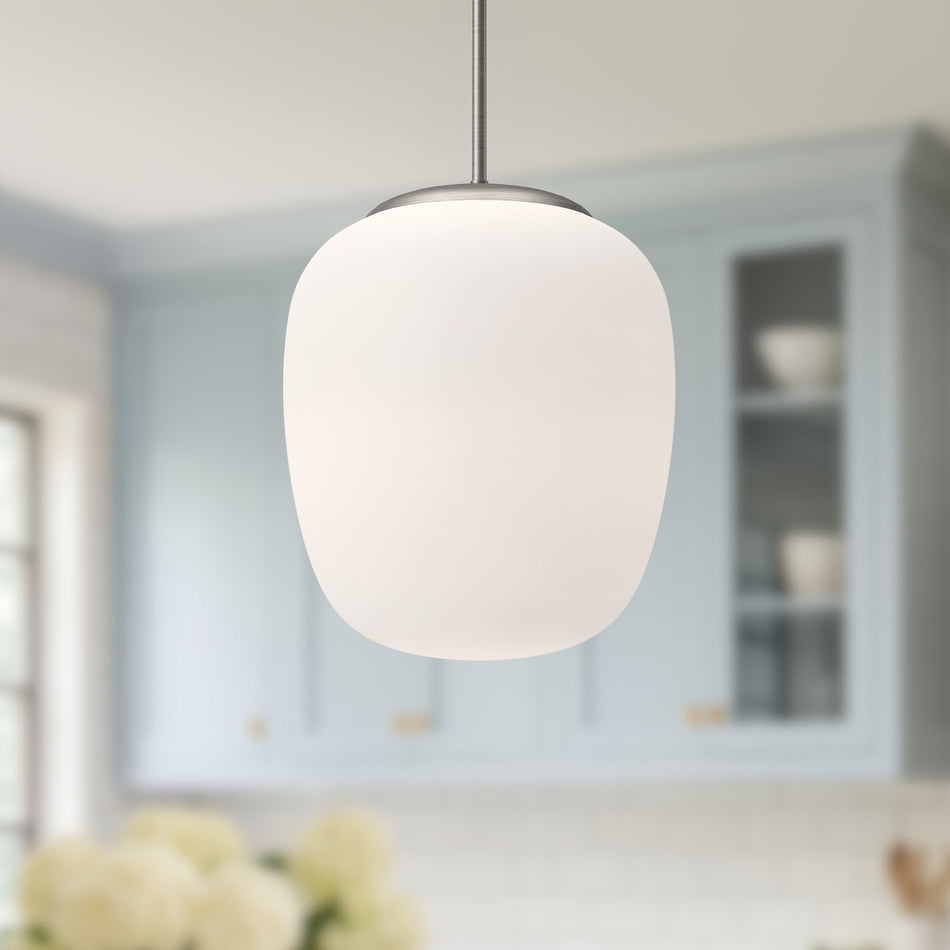 Holden 14-in Brushed Nickel/Opal Matte Glass 1 Light Pendant by ALORA MOOD