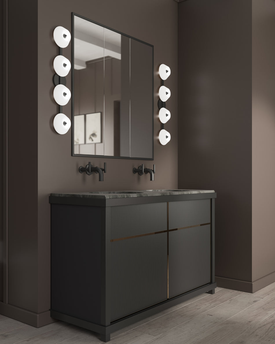 Holt 30-in Black/Glossy Opal Glass LED Vanity by KUZCO
