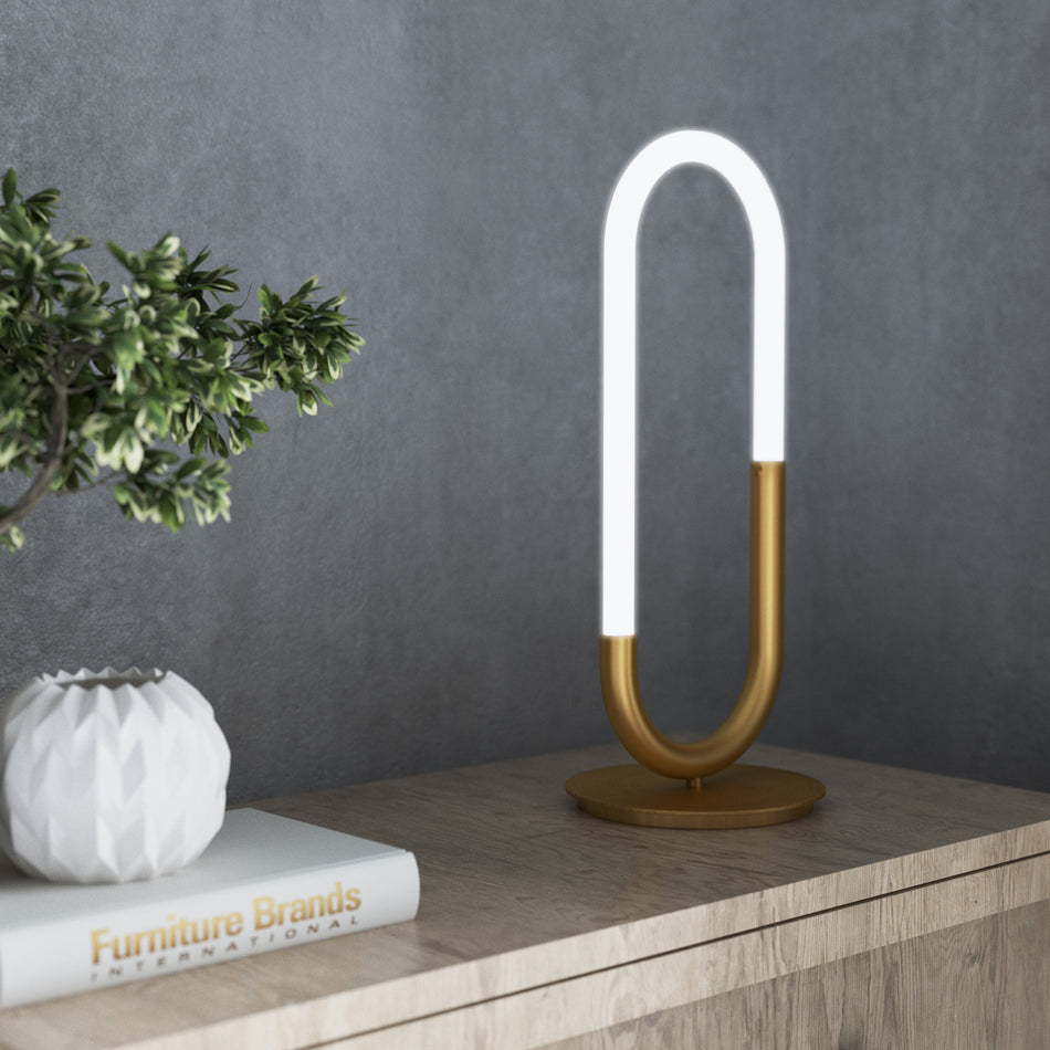 Huron Brushed Gold LED Table Lamp by KUZCO