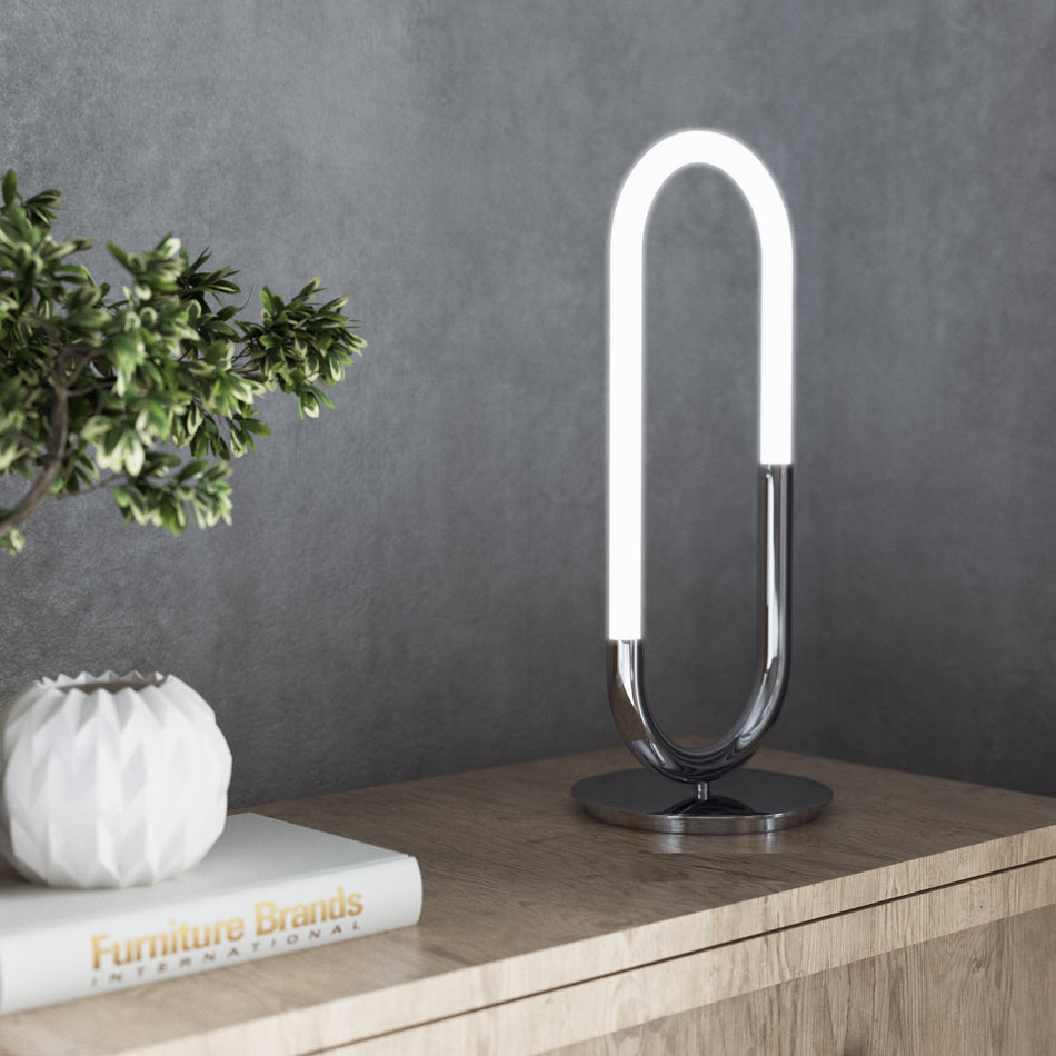 Huron Chrome LED Table Lamp by KUZCO