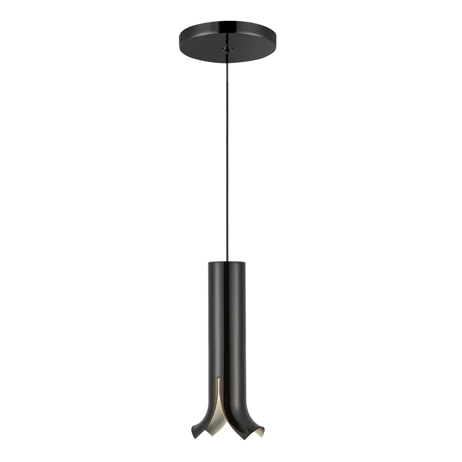 Husk 9-in Glossy Black LED Pendant by KUZCO