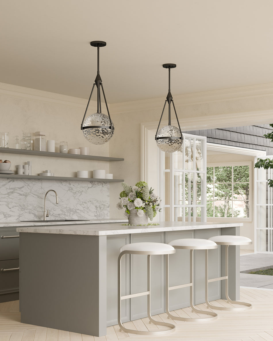 Harmony 18-in Matte Black/Clear Water Glass 4 Lights Pendant by ALORA MOOD