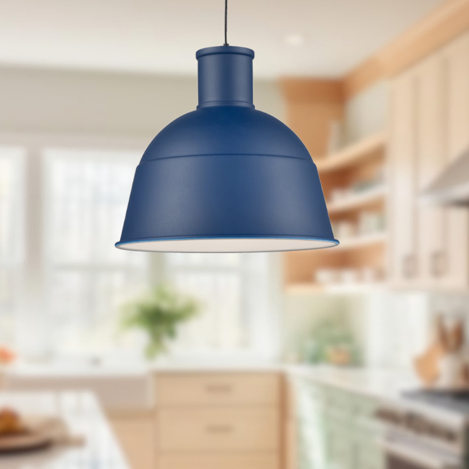 Irving 13-in Indigo Blue 1 Light Pendant by KUZCO