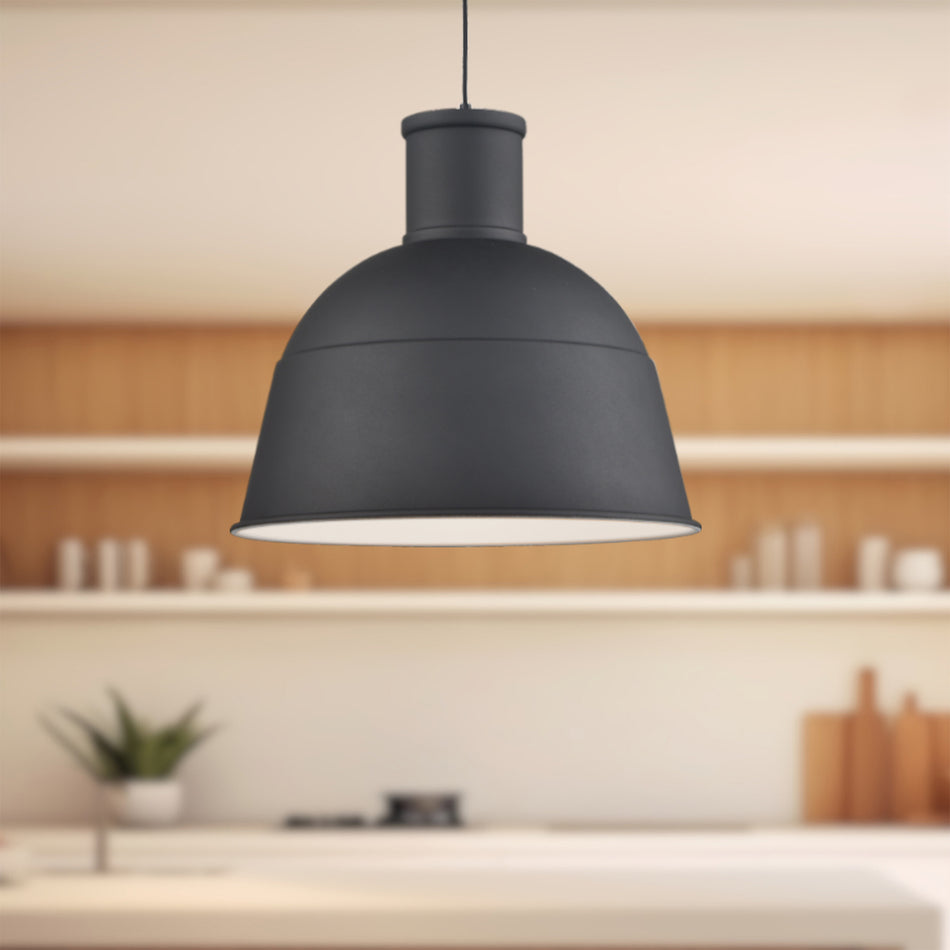 Irving 16-in Black 1 Light Pendant by KUZCO