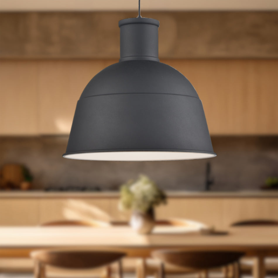 Irving 22-in Black 1 Light Pendant by KUZCO