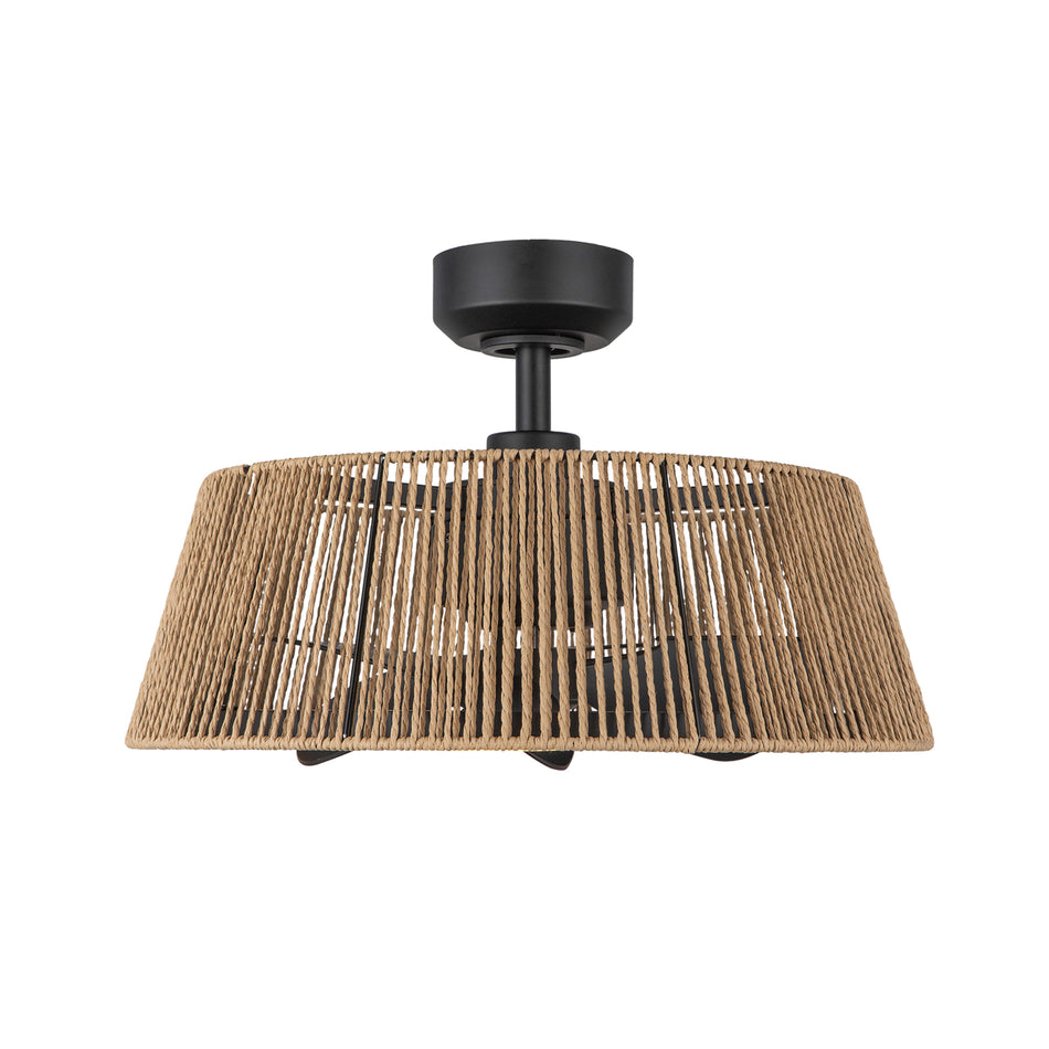 Isla 24-in Matte Black/Braided Rope FAN + LED Ceiling Fan by KUZCO