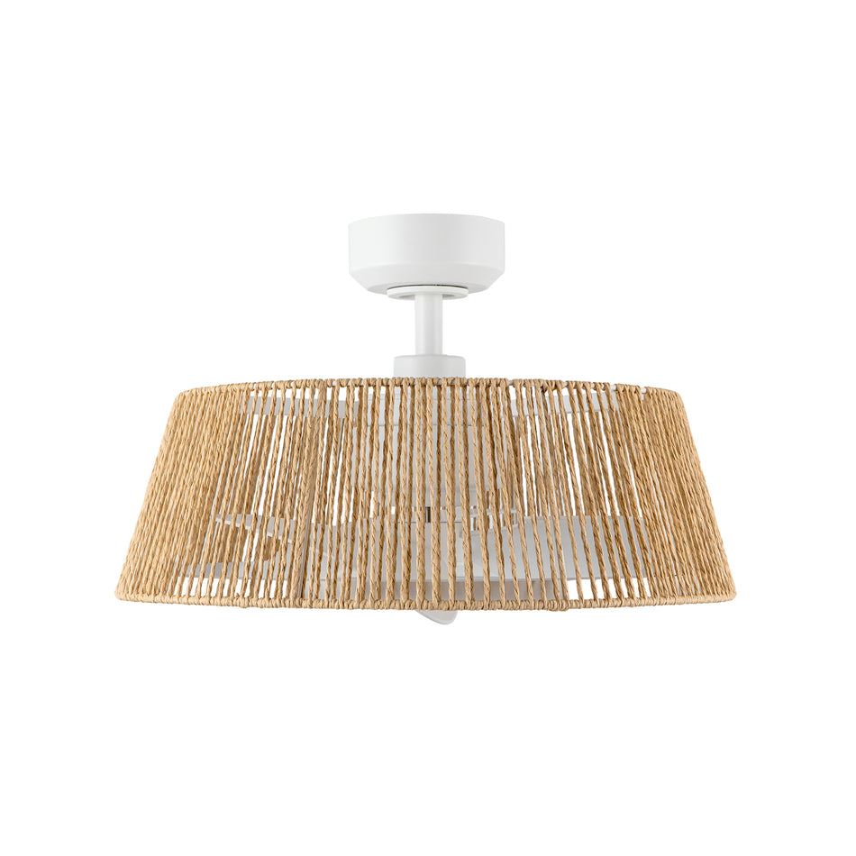 Isla 24-in White/Braided Rope FAN + LED Ceiling Fan by KUZCO