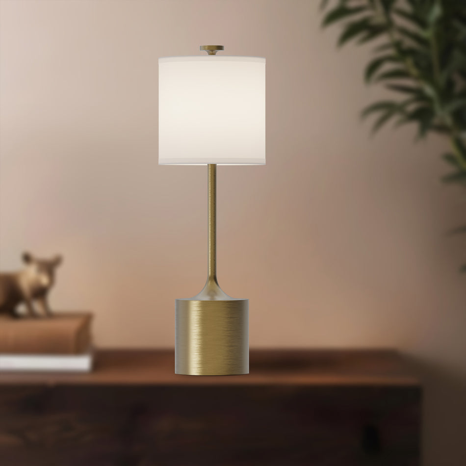 Issa 26-in Brushed Gold/Ivory Linen 1 Light Table Lamp by ALORA MOOD