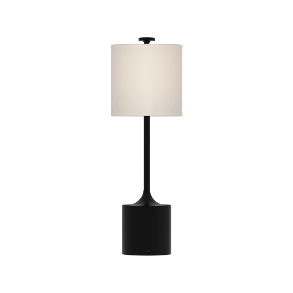 Issa 26-in Matte Black/Ivory Linen 1 Light Table Lamp
