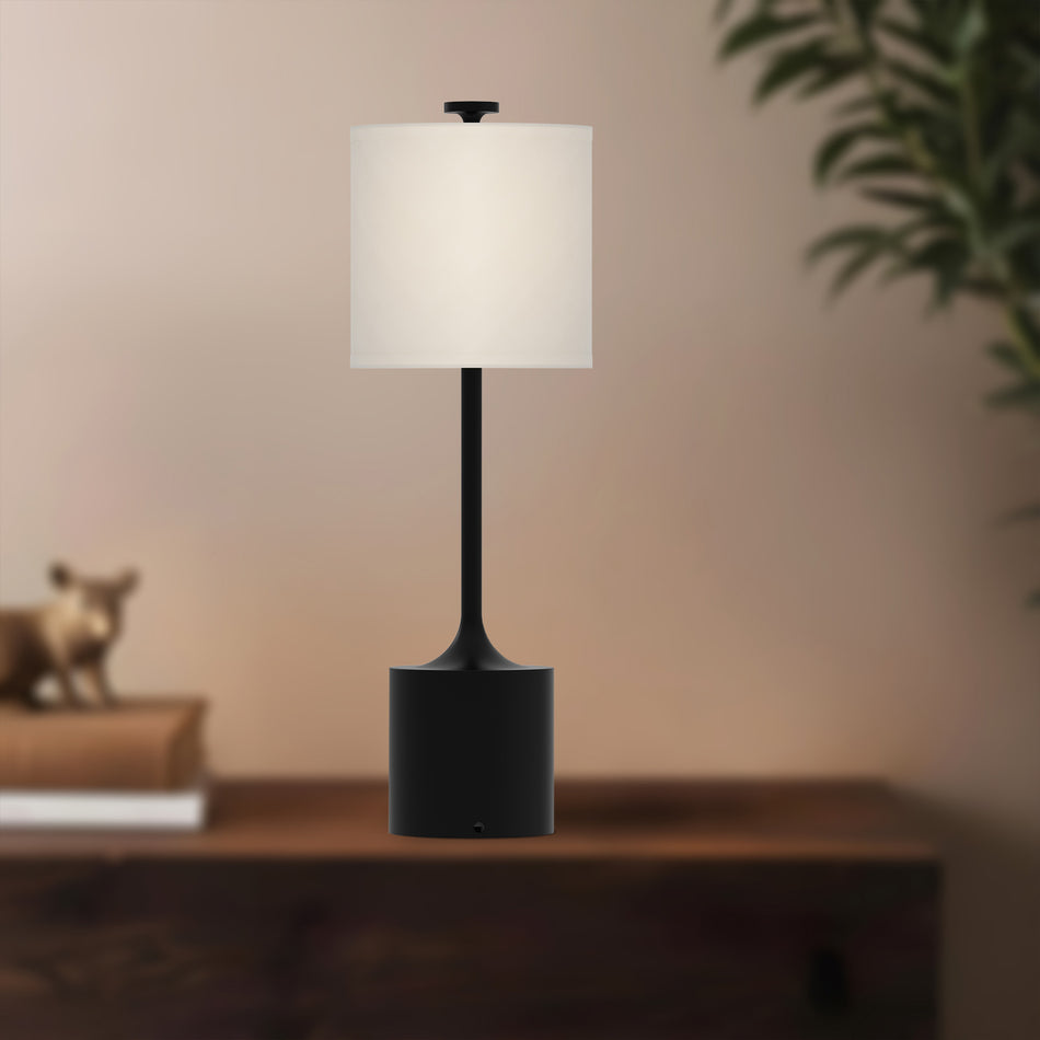 Issa 26-in Matte Black/Ivory Linen 1 Light Table Lamp by ALORA MOOD