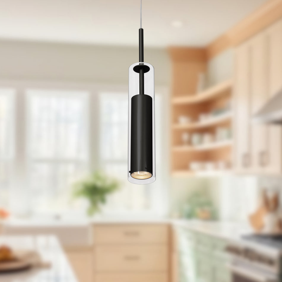 Jarvis 3-in Black 1 Light Pendant by KUZCO