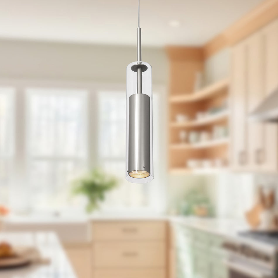 Jarvis 3-in Brushed Nickel 1 Light Pendant by KUZCO