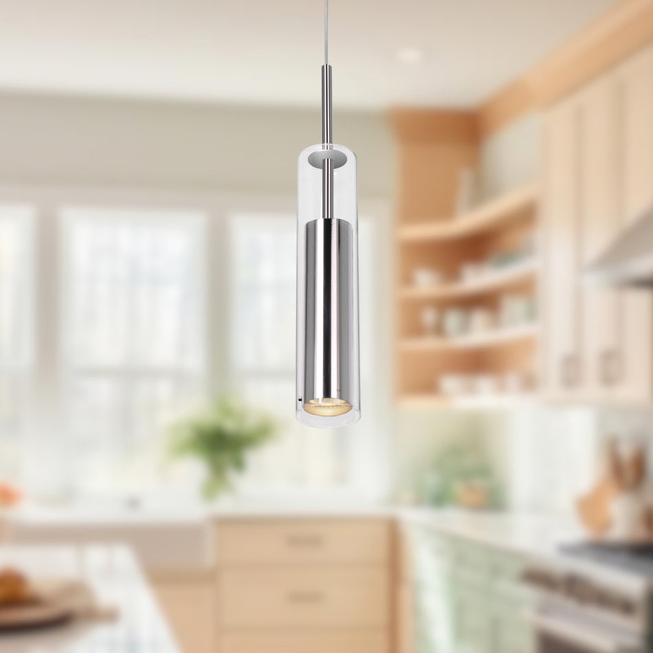 Jarvis 3-in Chrome 1 Light Pendant by KUZCO