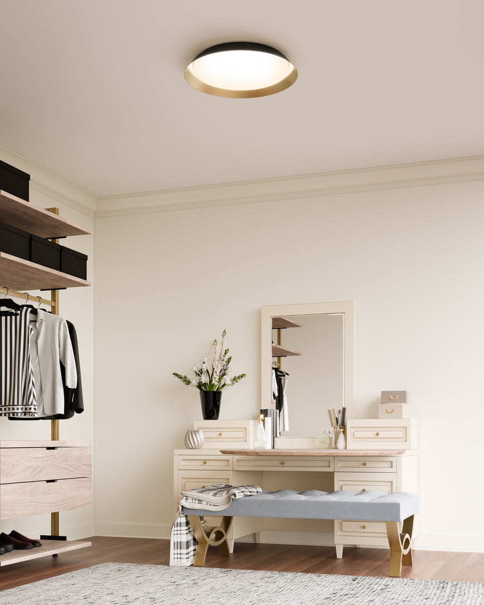 Jasper 19-in Black/Gold LED Flush Mount by KUZCO