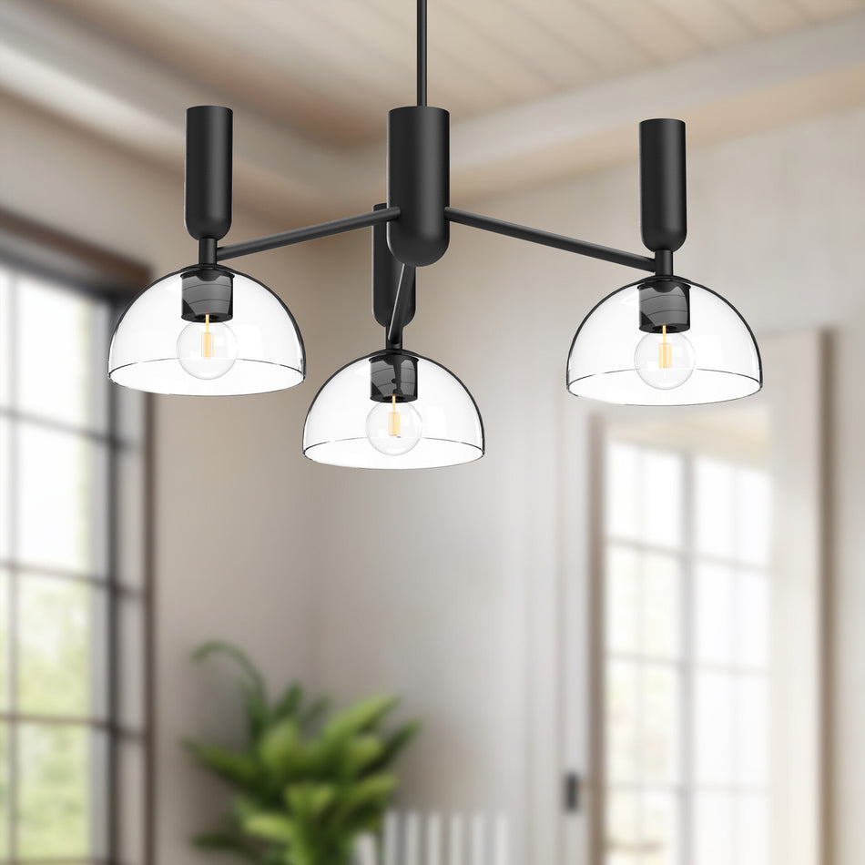 Jude 38-in Clear Glass/Matte Black 3 Lights Chandeliers by ALORA MOOD