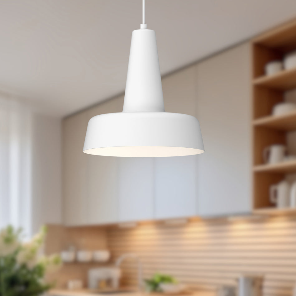 Juliana 11-in White 1 Light Pendant by ALORA MOOD