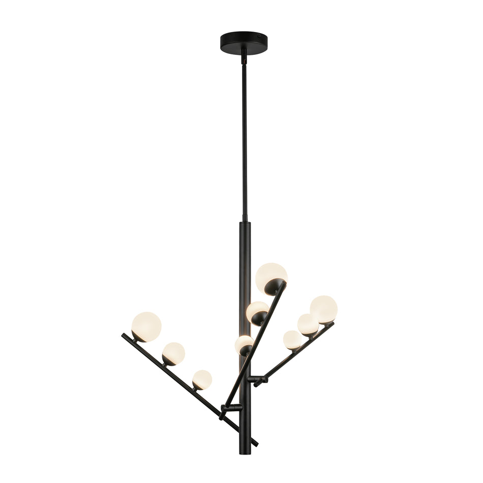 Juniper 3 Head Black/Opal Glass LED Chandelier by KUZCO