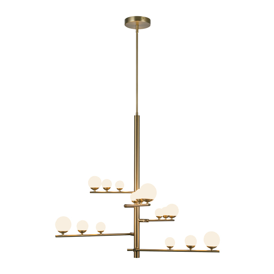 Juniper 5 Head Brushed Gold/Opal Glass LED Chandelier by KUZCO