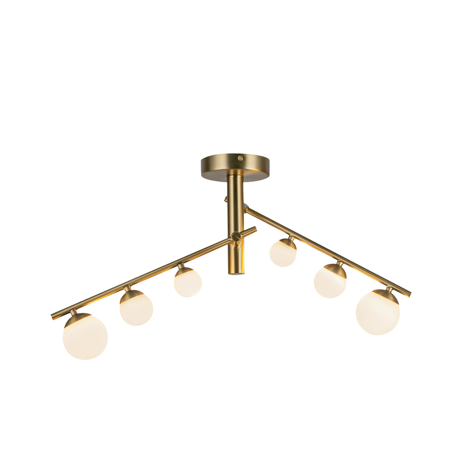 Juniper 2 Head Brushed Gold/Opal Glass LED Semi-Flush by KUZCO