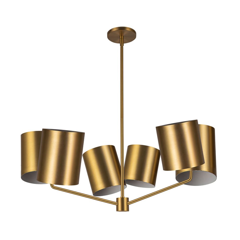 Keiko 30-in Brushed Gold 6 Lights Chandelier by KUZCO