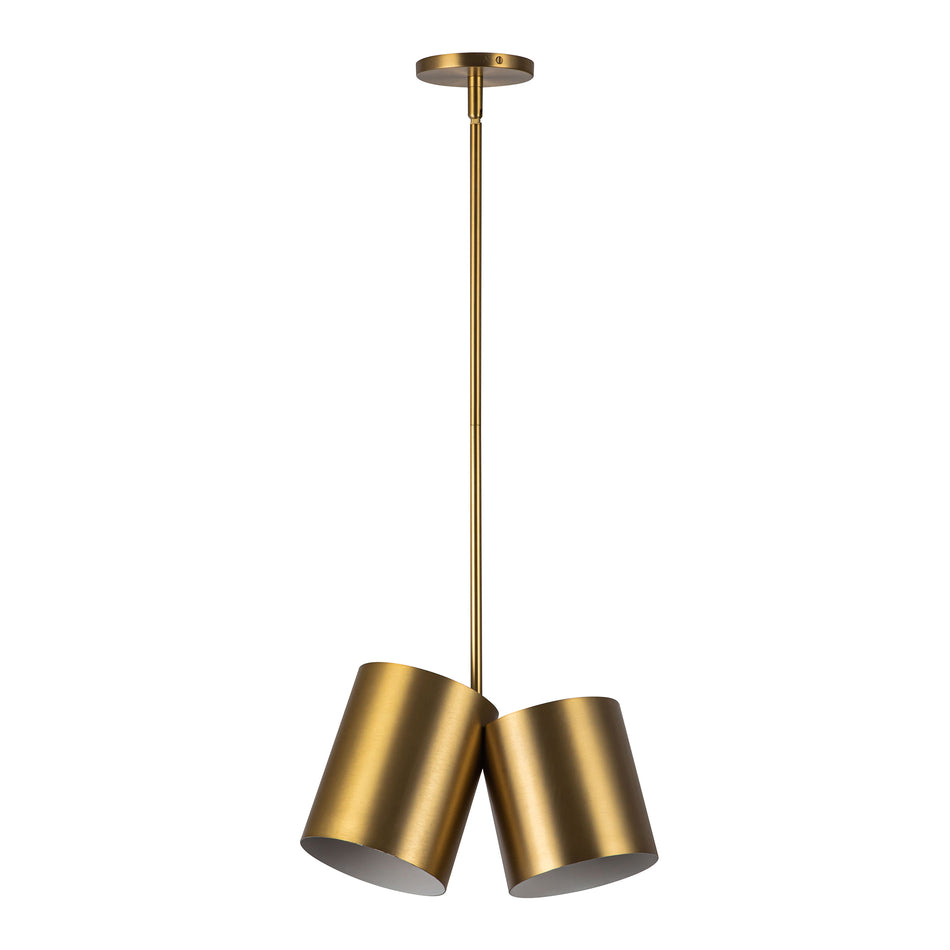 Keiko 14-in Brushed Gold 2 Lights Pendant by KUZCO