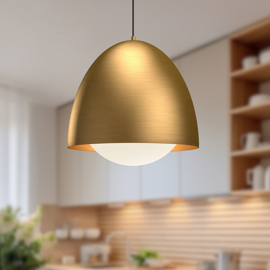 Kenji 20-in Aged Gold/Opal Matte Glass 1 Light Pendant by ALORA MOOD