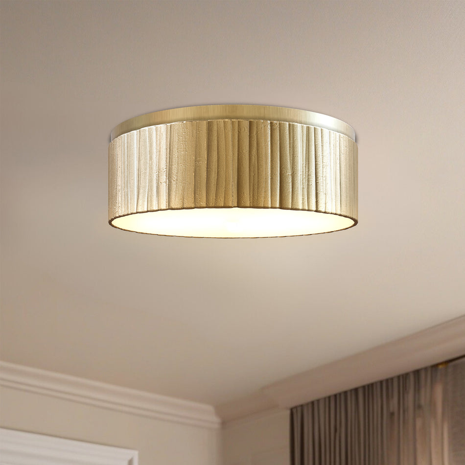 Kensington 12-in Vintage Brass LED Flush Mount by ALORA