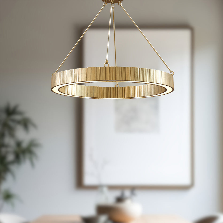 Kensington 30-in Vintage Brass LED Pendant by ALORA