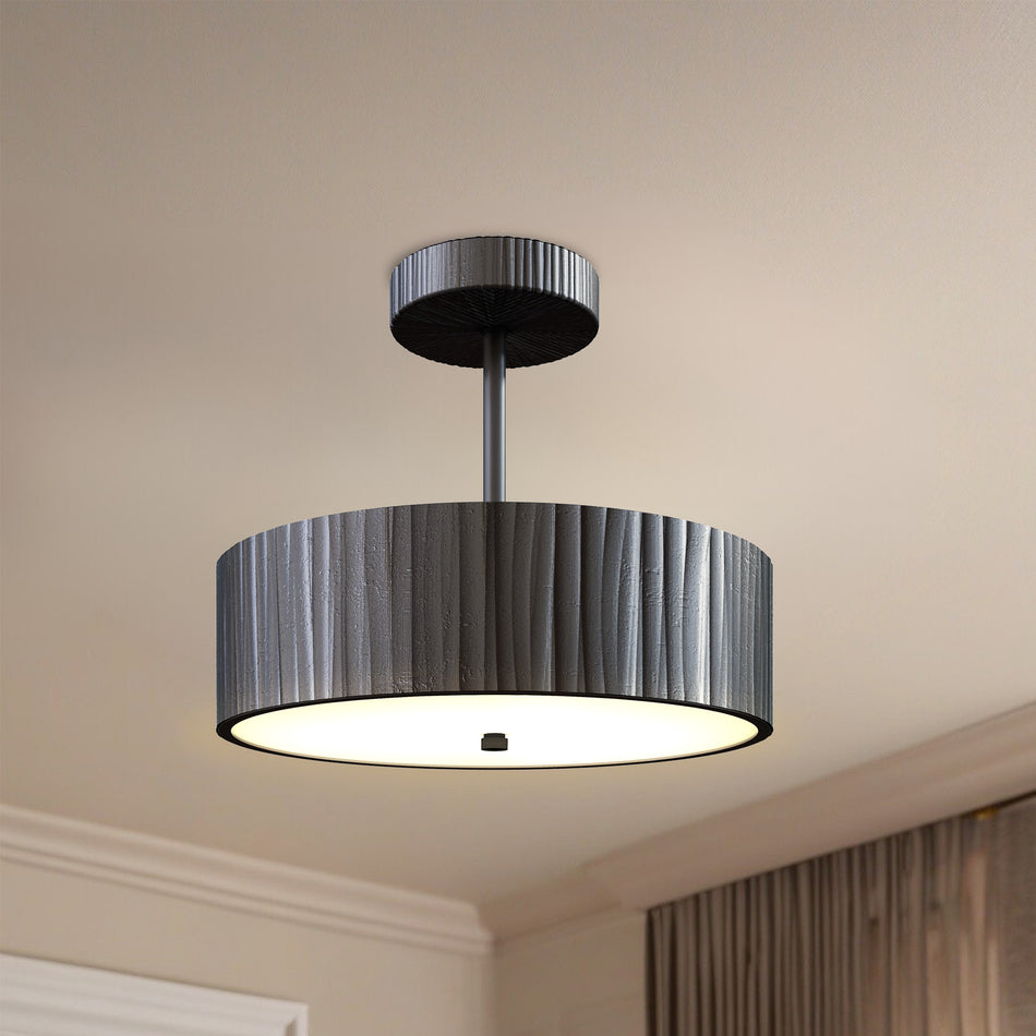 Kensington 12-in Urban Bronze LED Semi Flush Mount by ALORA
