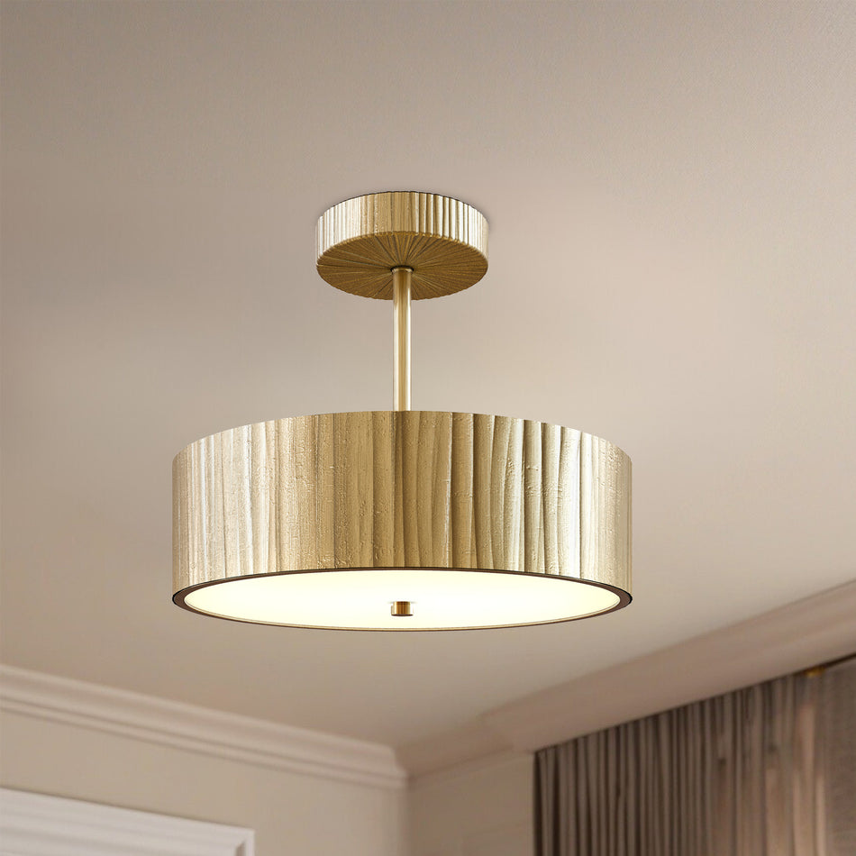 Kensington 12-in Vintage Brass LED Semi Flush Mount by ALORA