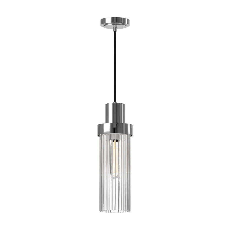 Kent 5-in Chrome/Clear Ribbed Glass 1 Light Pendant