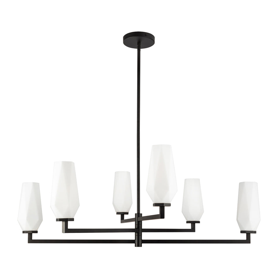 Krysta 35-in Matte Black/Opal Glass 6 Lights Chandelier by ALORA MOOD
