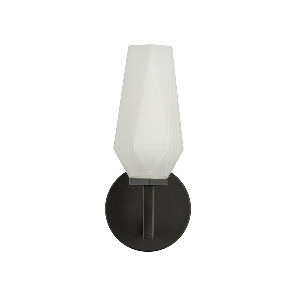 Krysta 10-in Matte Black/Opal Glass 1 Light Wall Vanity by ALORA MOOD