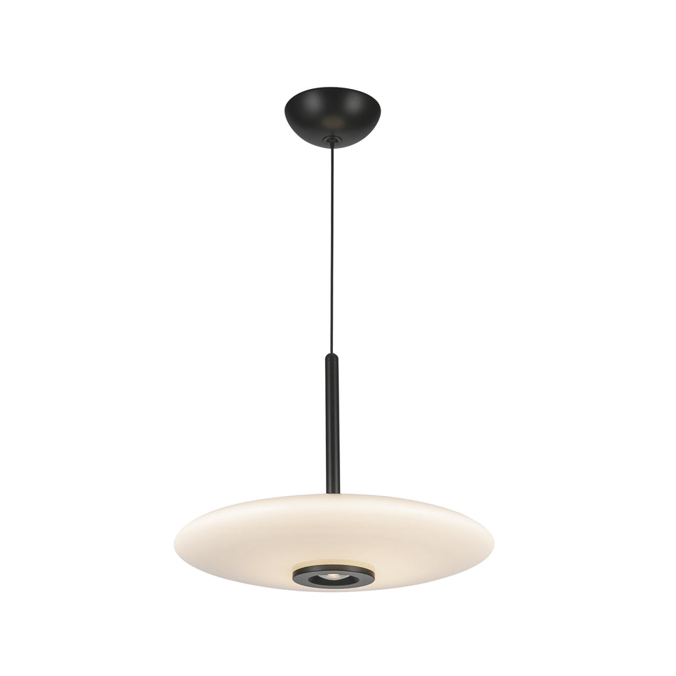 Kyoto 17-in Black/Glossy Opal Glass LED Pendant by KUZCO