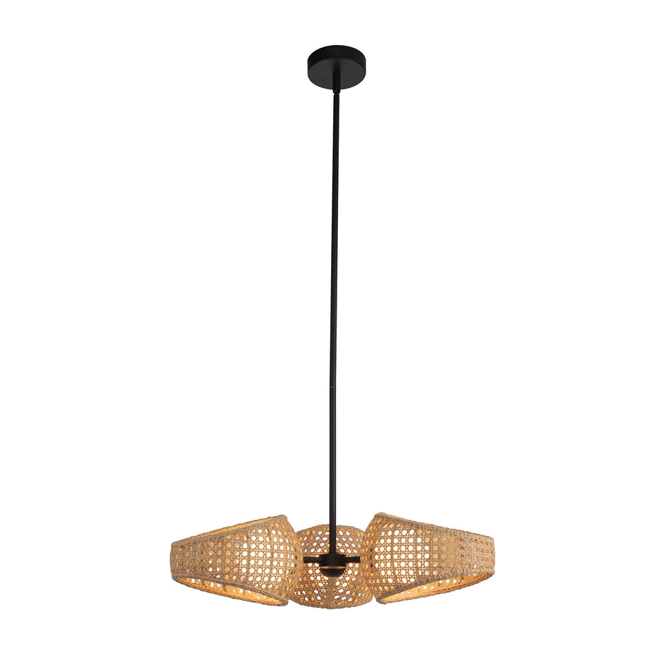 Lanai 3 Head Black/Opal Glass LED Chandelier by KUZCO