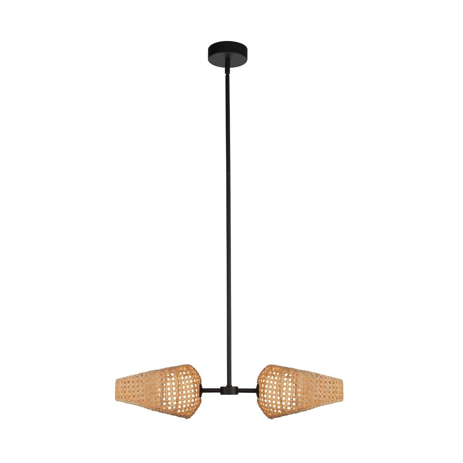Lanai 2 Head Black/Opal Glass LED Pendant by KUZCO