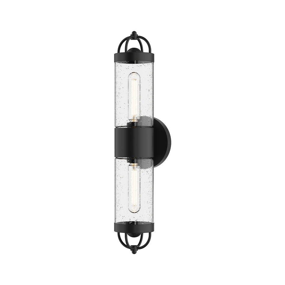 Lancaster 5-in Clear Bubble Glass/Textured Black 2 Lights Exterior Wall Sconce by ALORA MOOD