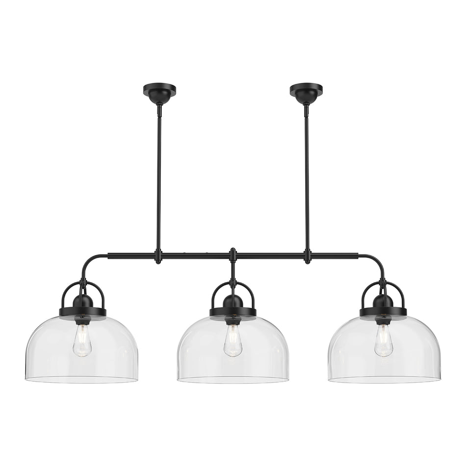 Lancaster 55-in Matte Black 3 Lights Linear Pendant