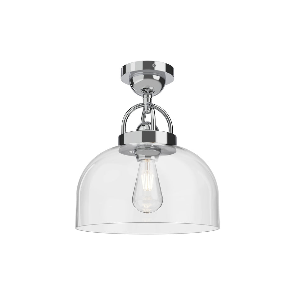 Lancaster 12-in Chrome 1 Light Semi Flush Mount