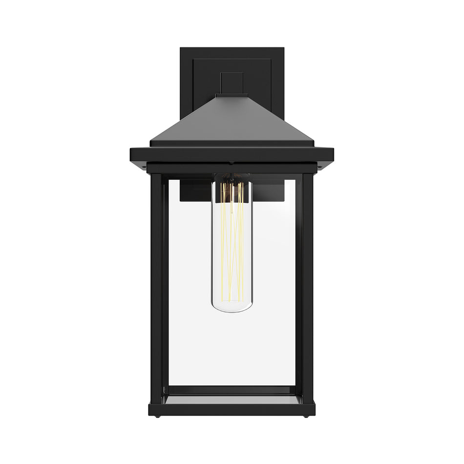 Larchmont 6-in Clear Glass/Textured Black 1 Light Exterior Wall Sconce by ALORA MOOD