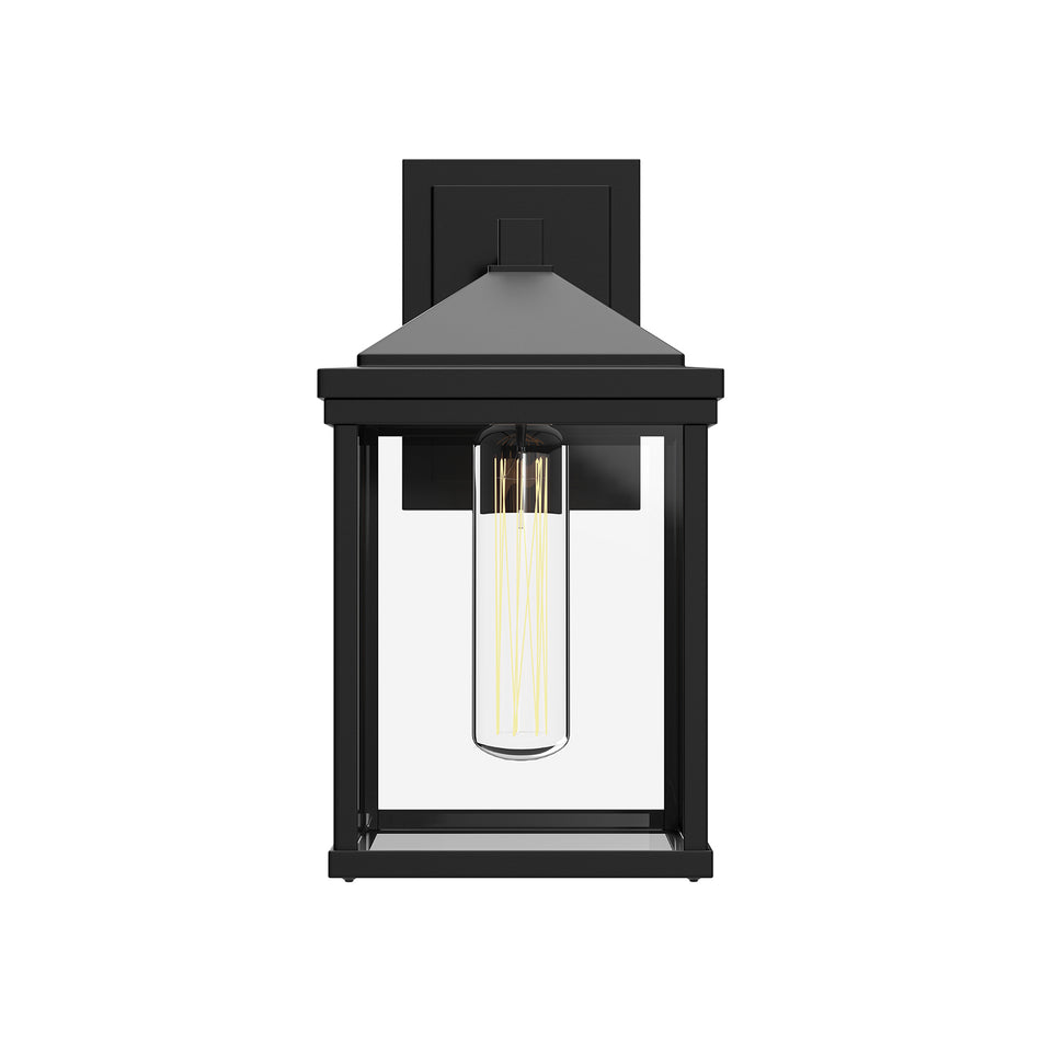 Larchmont 9-in Clear Glass/Textured Black 1 Light Exterior Wall Sconce by ALORA MOOD
