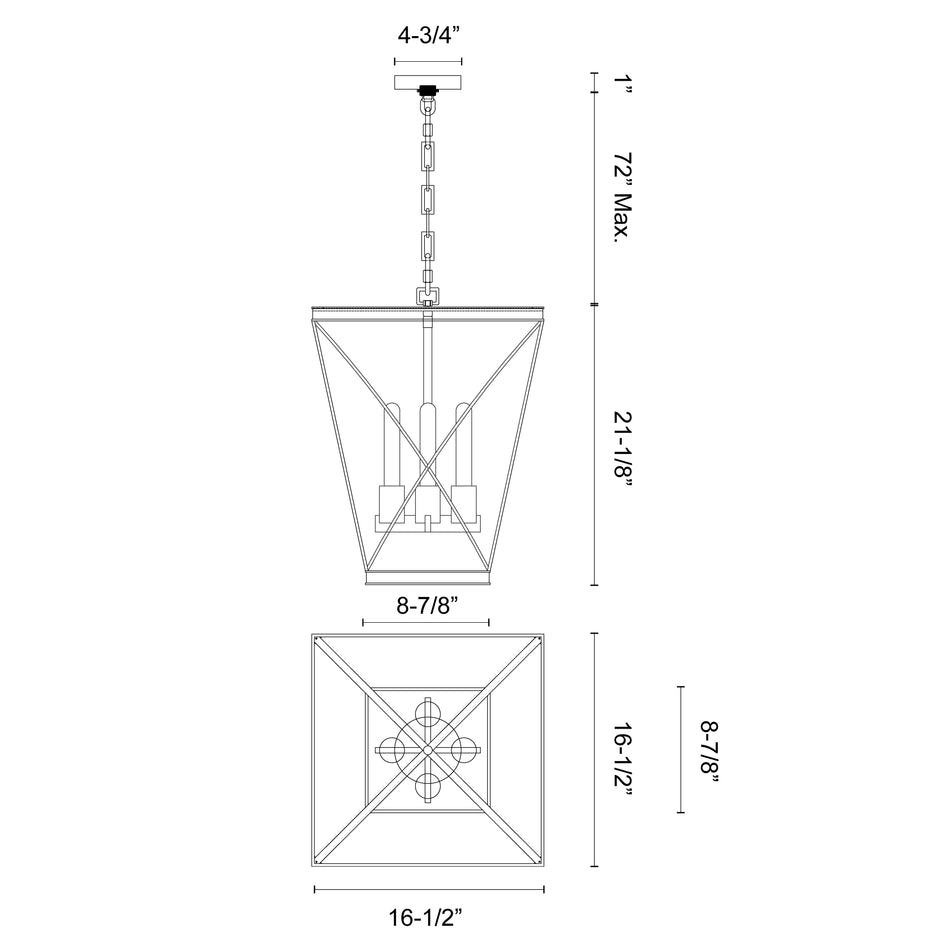 Lattice Vintage Brass 4 Lights Pendant by ALORA