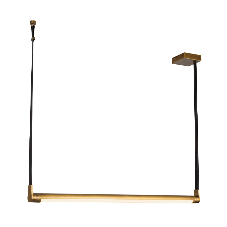 Laurence 41-in Vintage Brass LED Linear Pendant by KUZCO