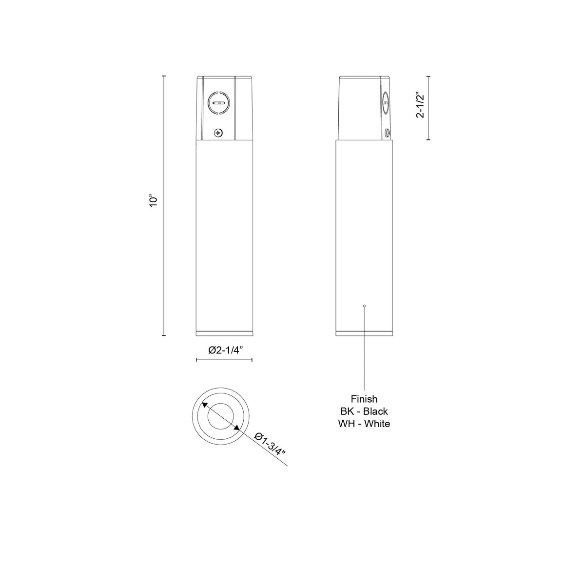 Lorna 10-in (2-in Dia.) 36 Degree Optic Black LED Concrete Ceiling Mount by KUZCO
