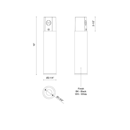 Lorna 10-in (2-in Dia.) 36 Degree Optic White LED Concrete Ceiling Mount by KUZCO