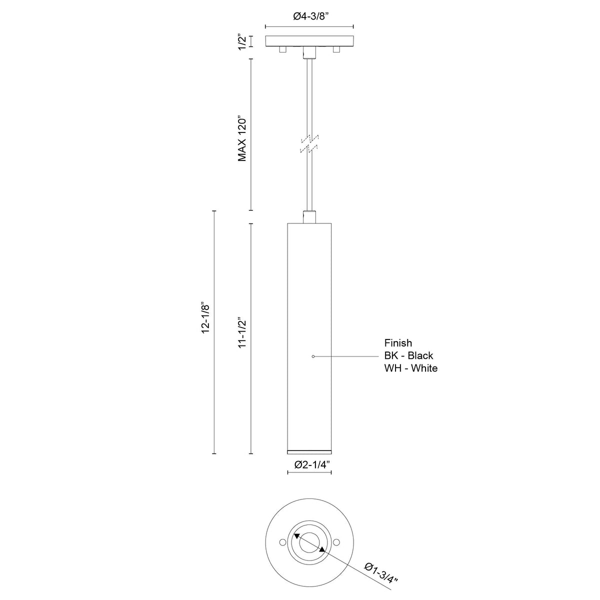 Lorna 12-in (2-in Dia.) 36 Degree Optic Black LED Pendant by KUZCO